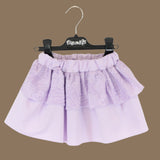 Piccola Lù completo lilla con gonna a balze e ricamo e t-shirt manica lunga con orsetto di pizzo cod.ML10924