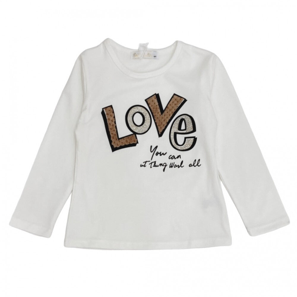 maglia bianca con scritta love