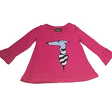 t-shirt a manica lunga fucsia con logo trussardi per bambina